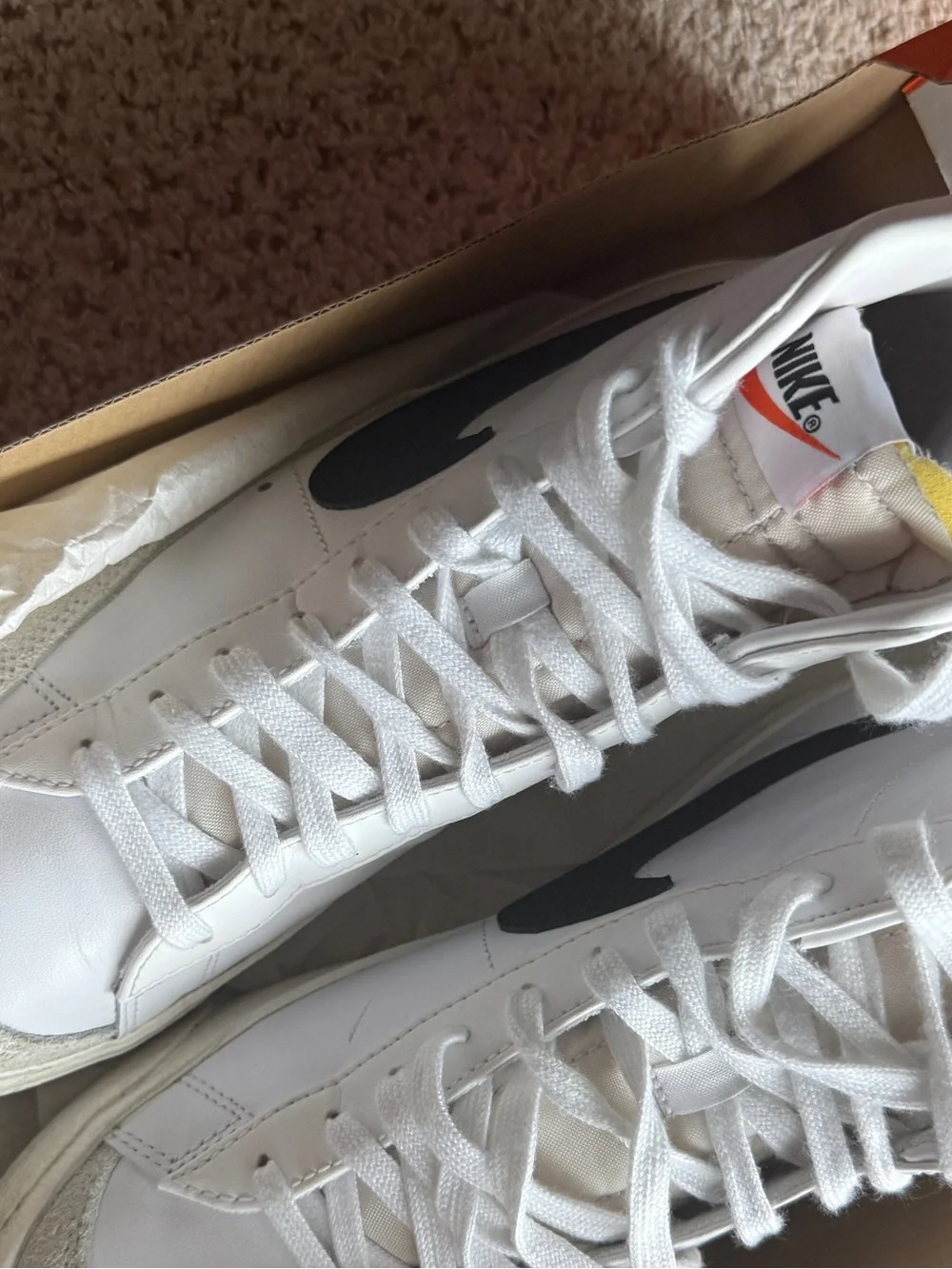 Nike Blazer Mid 77 White and Black Sneakers - Picture 6 of 10